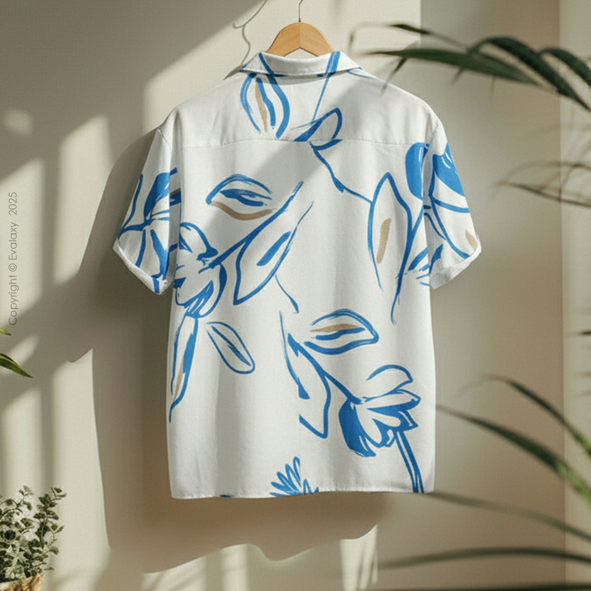 OffWhite Sky Leaf Oversized Half Sleeve Shirt For Men & Women