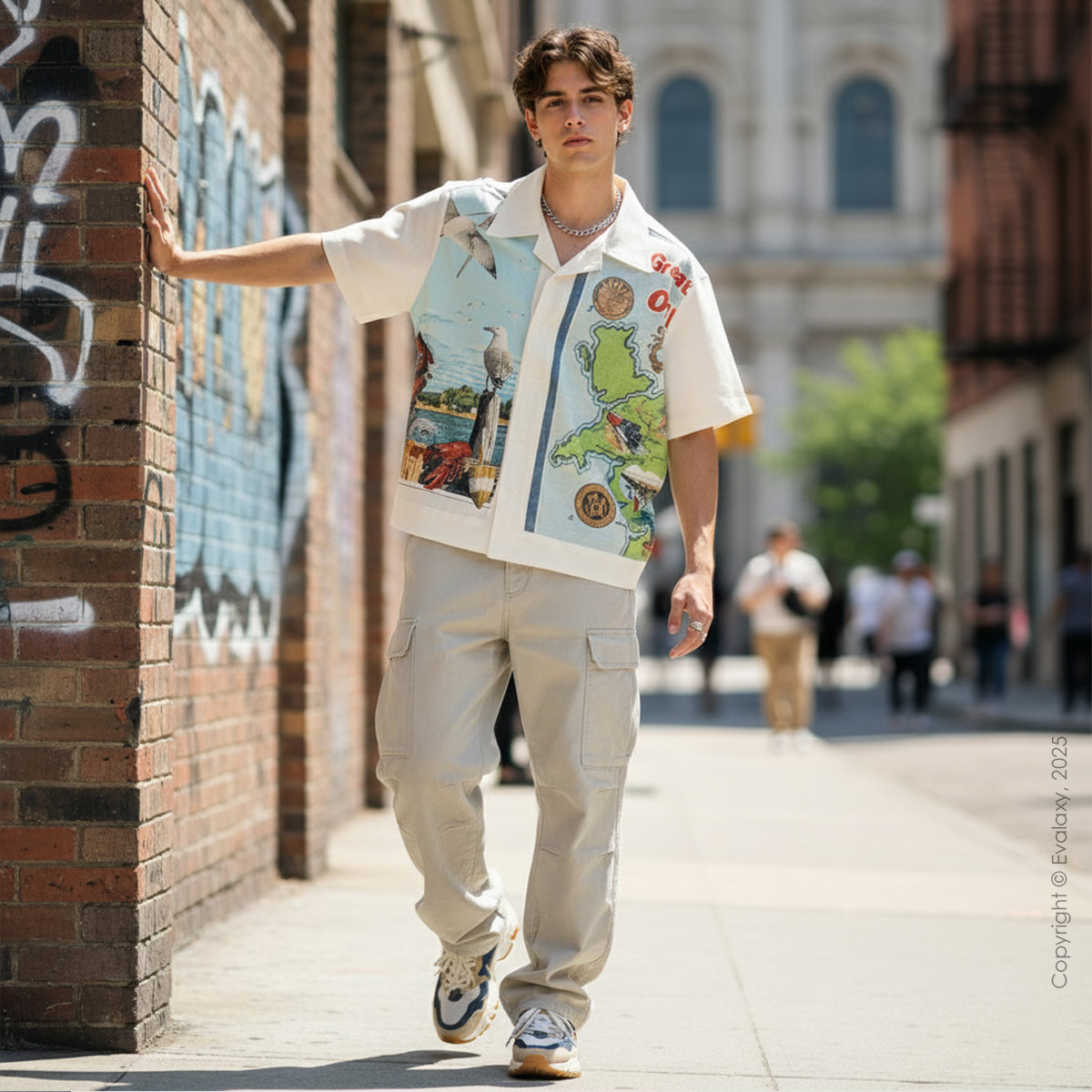 Seagul Map Graphic Oversized Half Sleeve Shirt For Men & Women