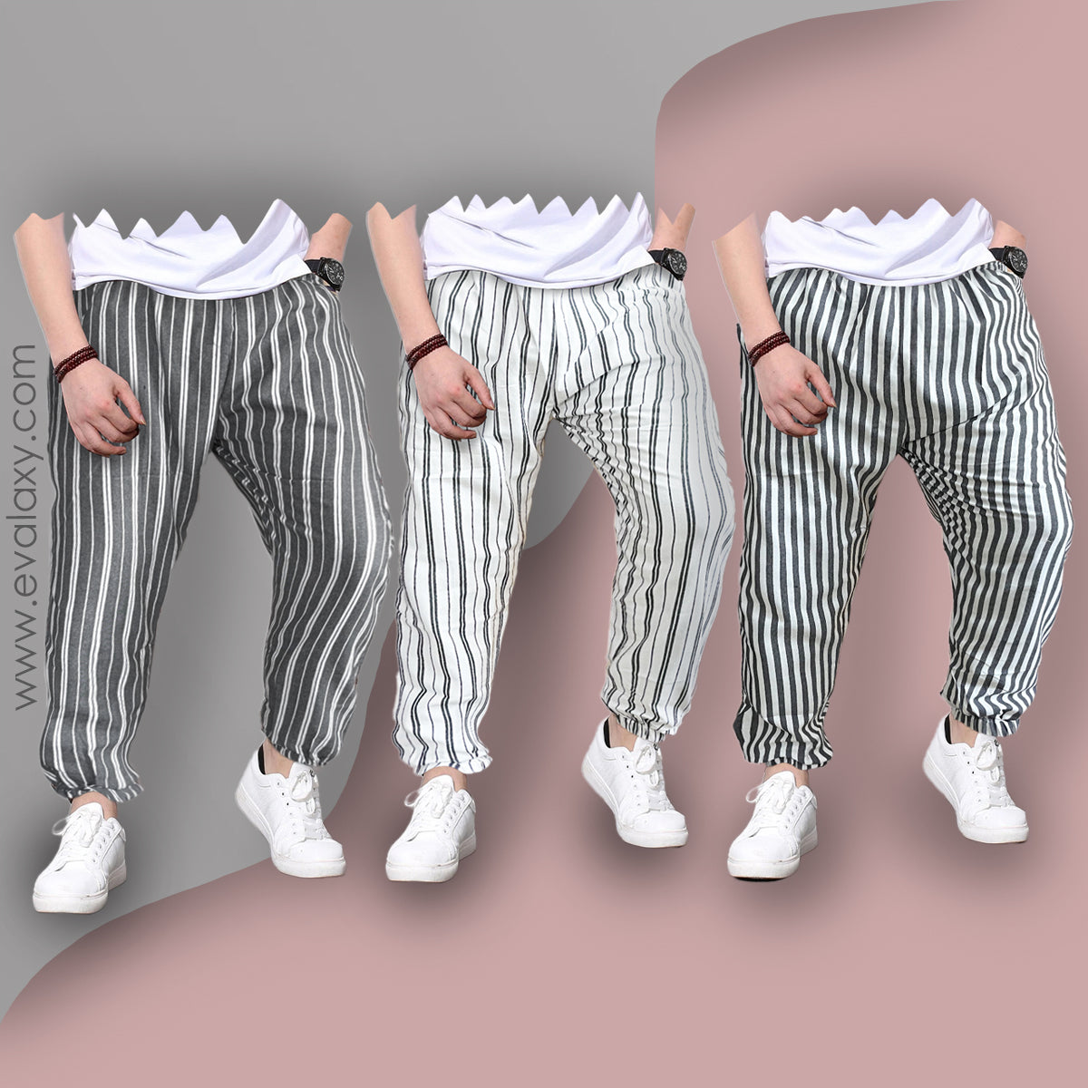 Loose Pants Multi Stripped Jogger Breathable Casual Harem Combo-Unisex