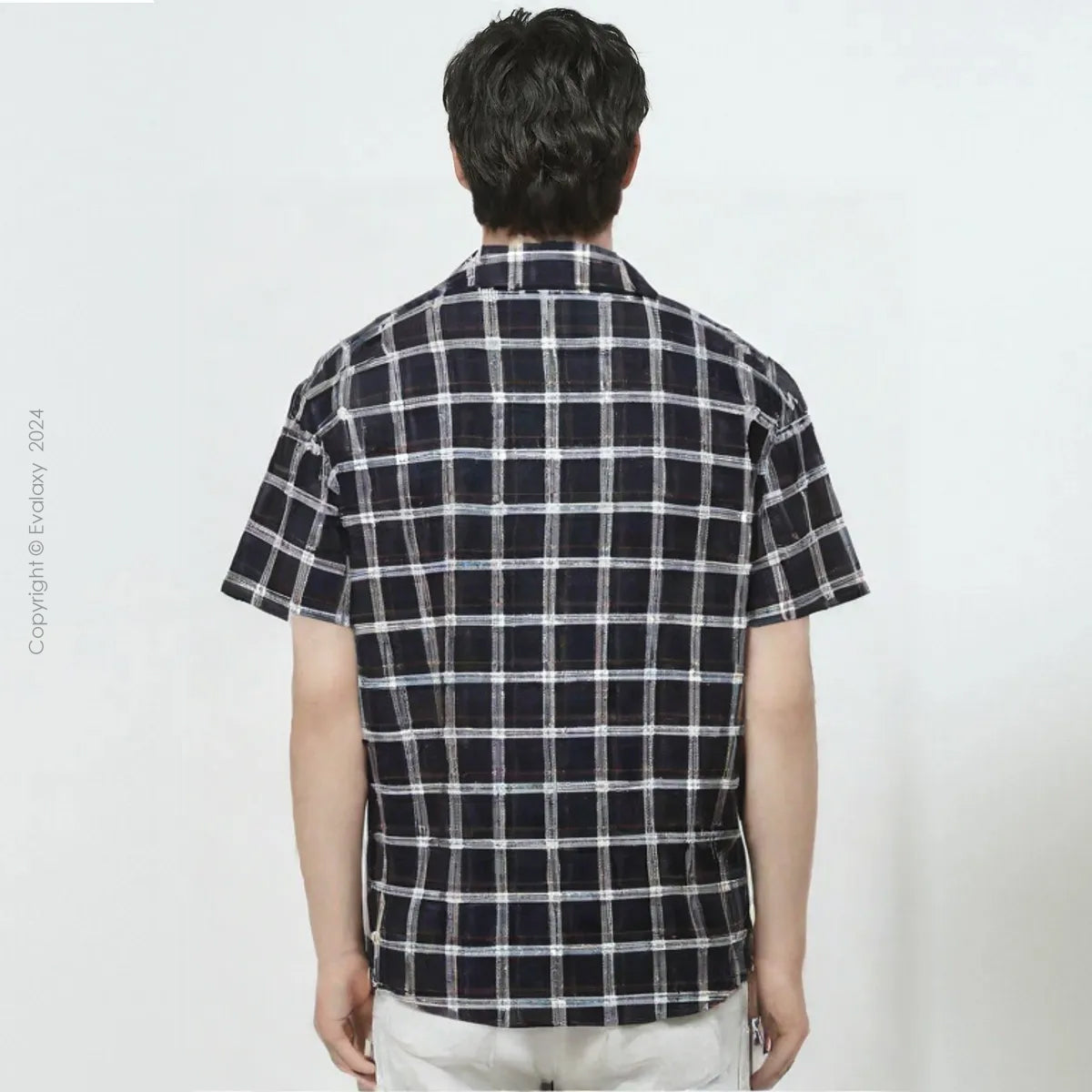 Dark Blue Checkered Half Sleeves Shirts for Men & Women