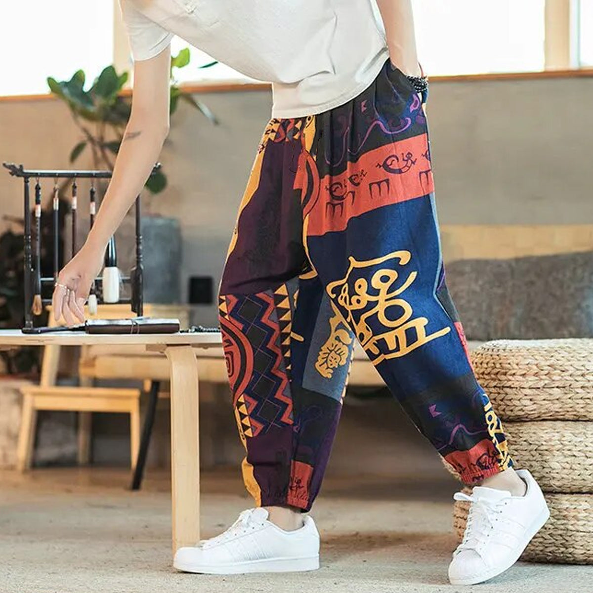 Loose Random Thai Art Jogger Breathable Casual Pants