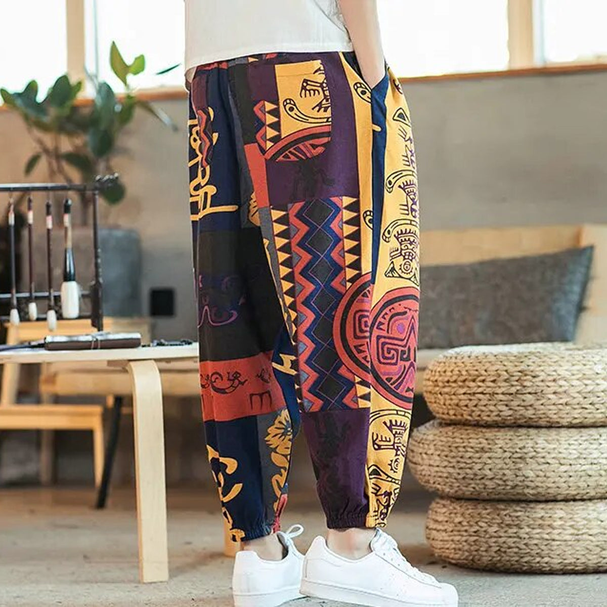 Loose Random Thai Art Jogger Breathable Casual Pants