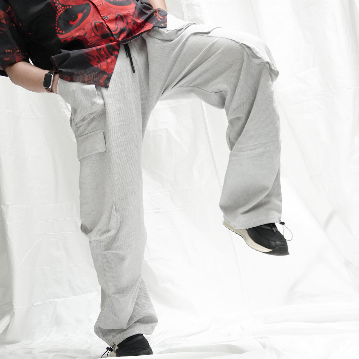 Unisex Off White Cargo Pants – Parachute Baggy Fit