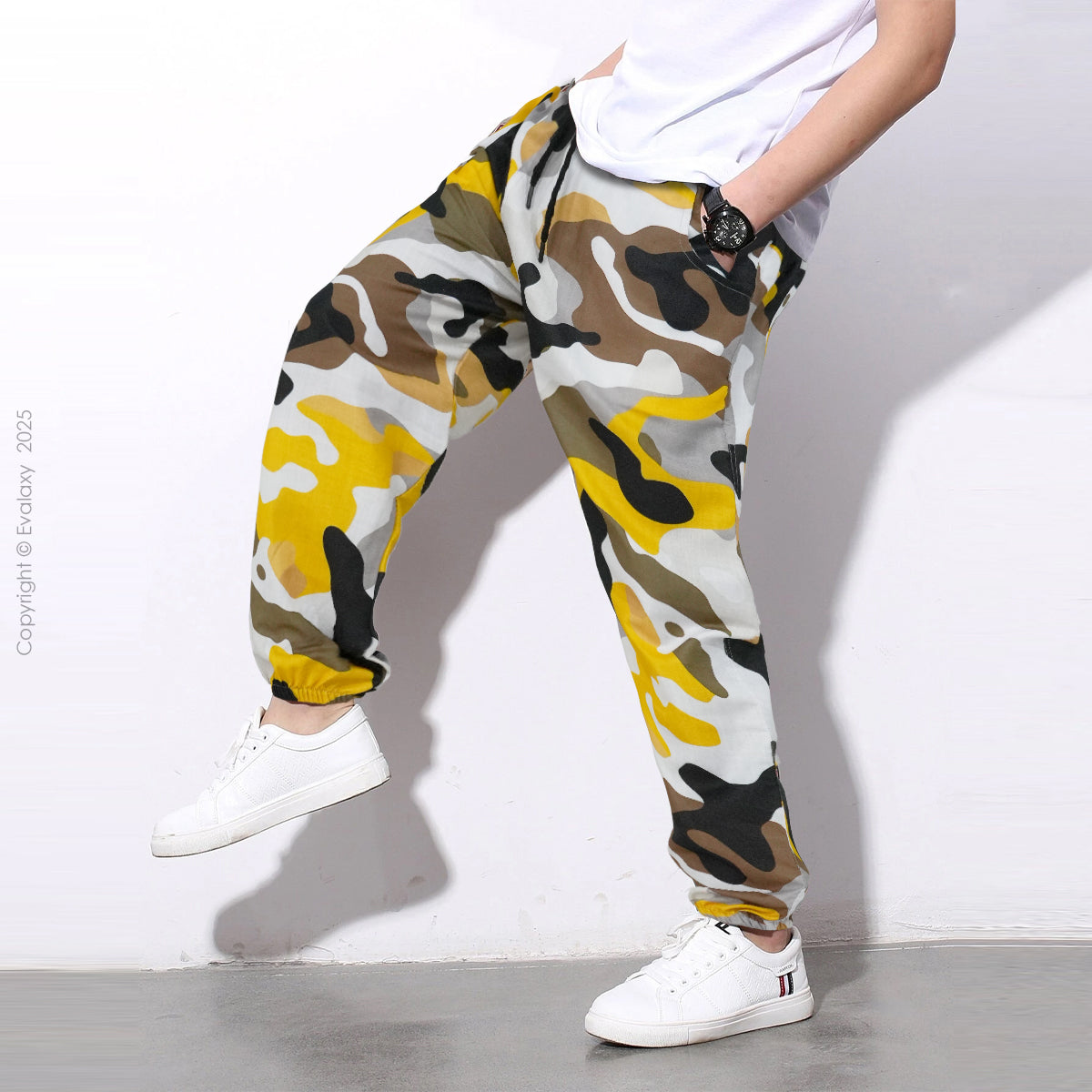 Yellow Camo StreetWear Jogger Breathable Casual Harem Pants for Men & Women