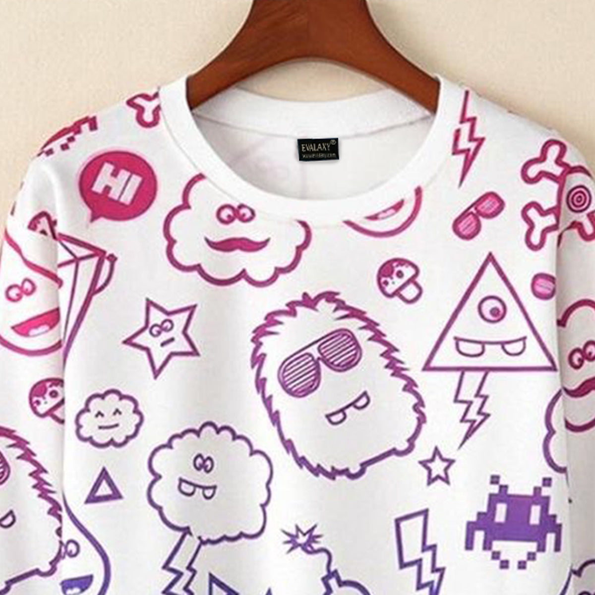 Random Colorful Cartoon Print Crop Top For Women & Girls