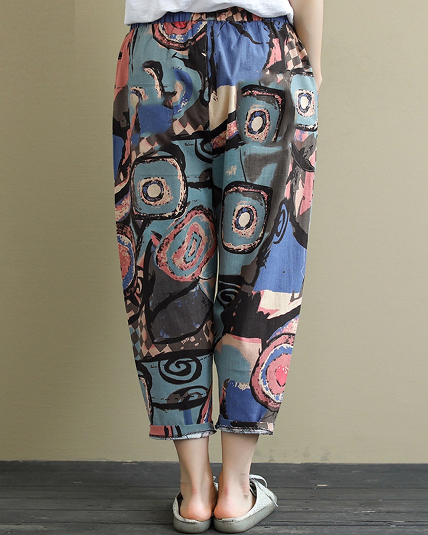 Vintage Abstract Circle & Random Graphic Capri Combo Pack For Womens & Girls(Pack Of 2 Pcs)