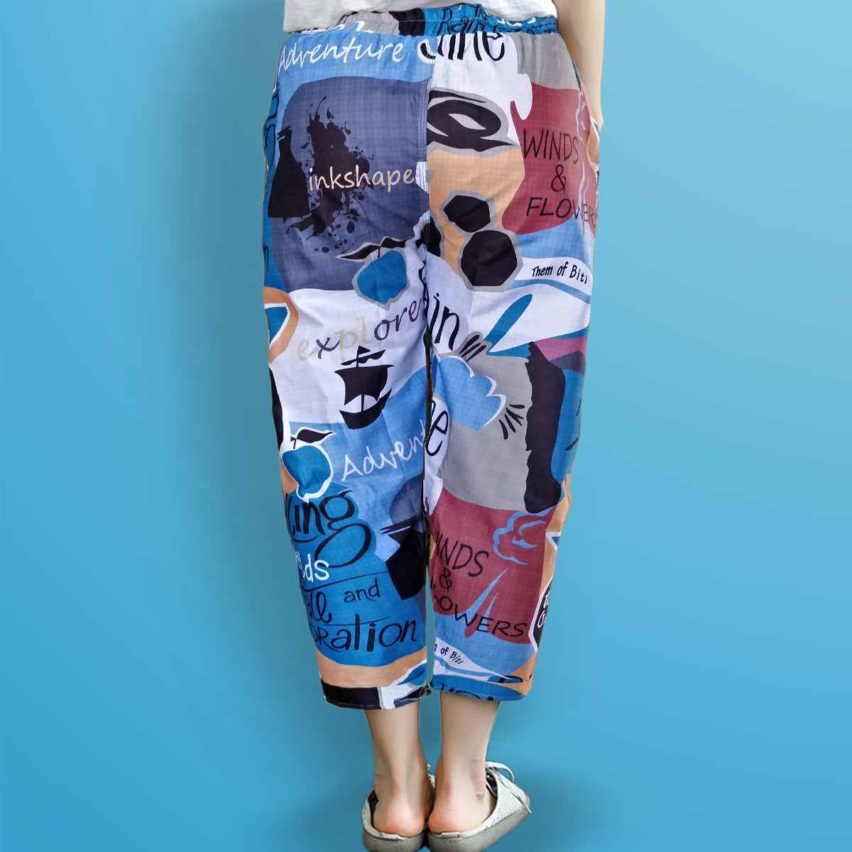 Vintage Adventure Text & Text Chat Capri Combo Pack For Womens & Girls(Pack Of 2 Pcs)