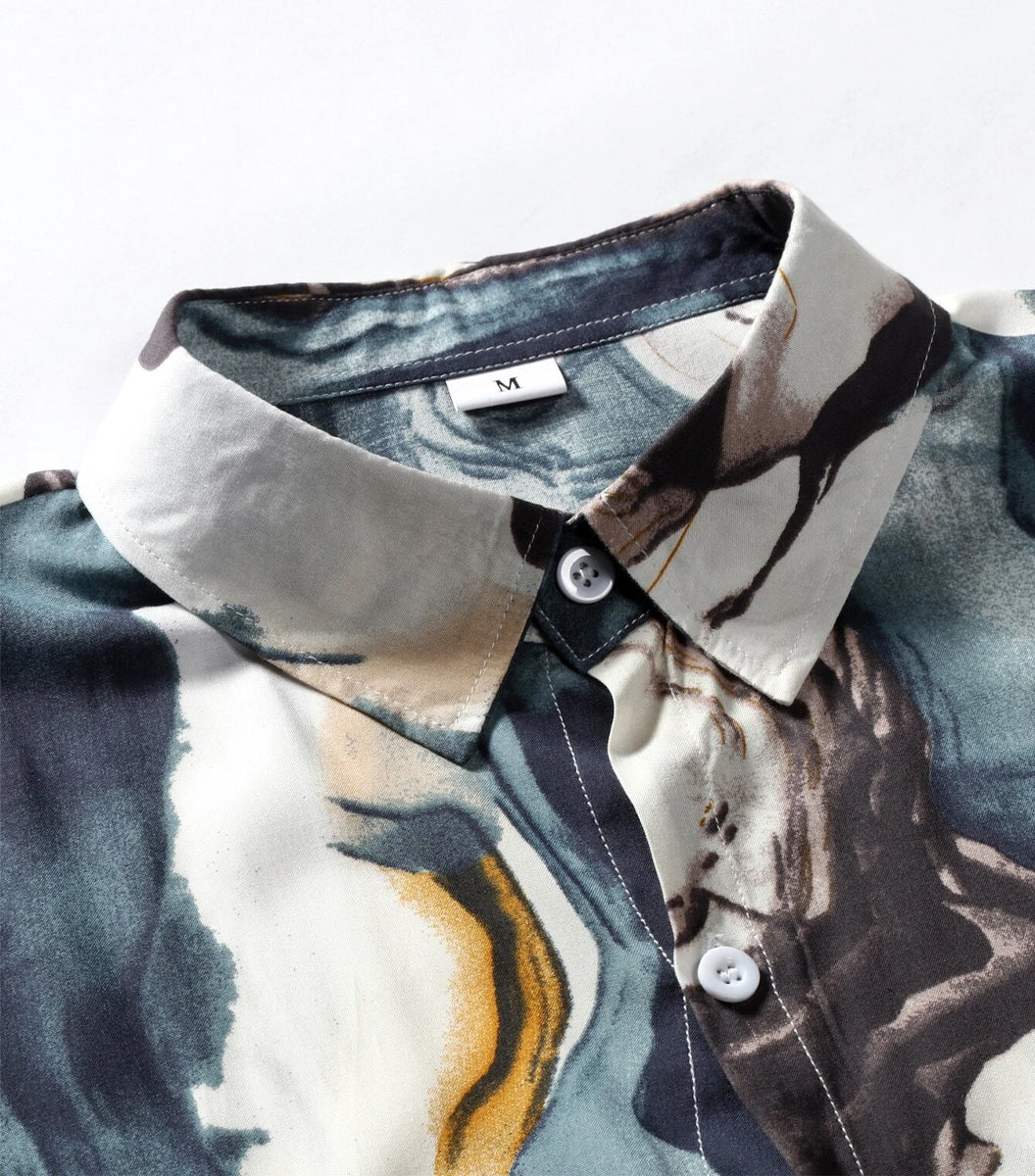 Men Random Milky Valay Graphic Print Shirt Without Tee