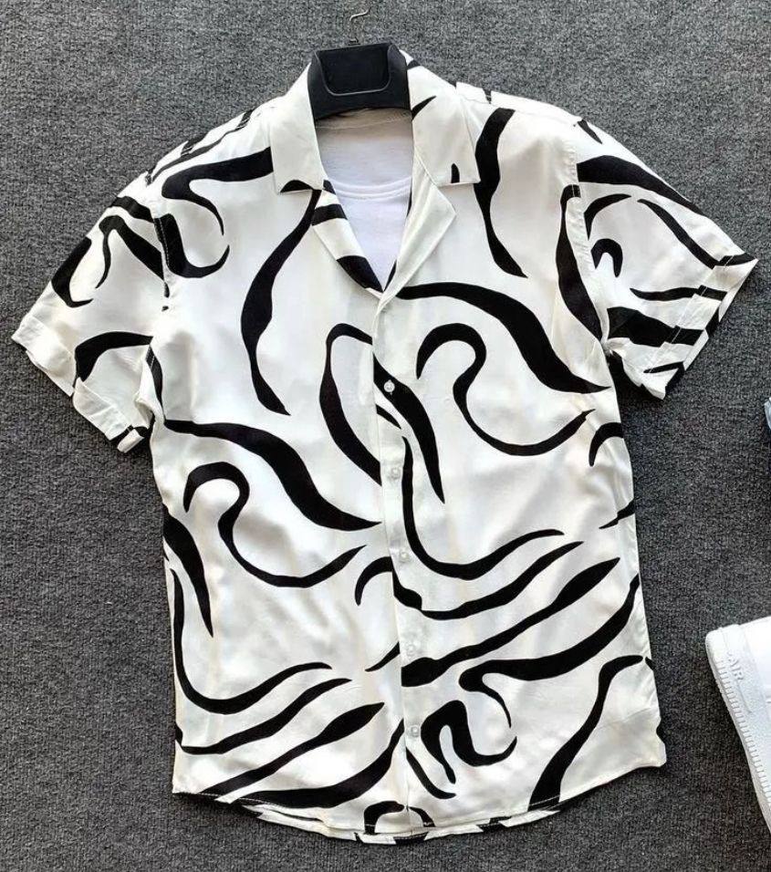 Men Random Black Zebra Print Shirt Without Tee