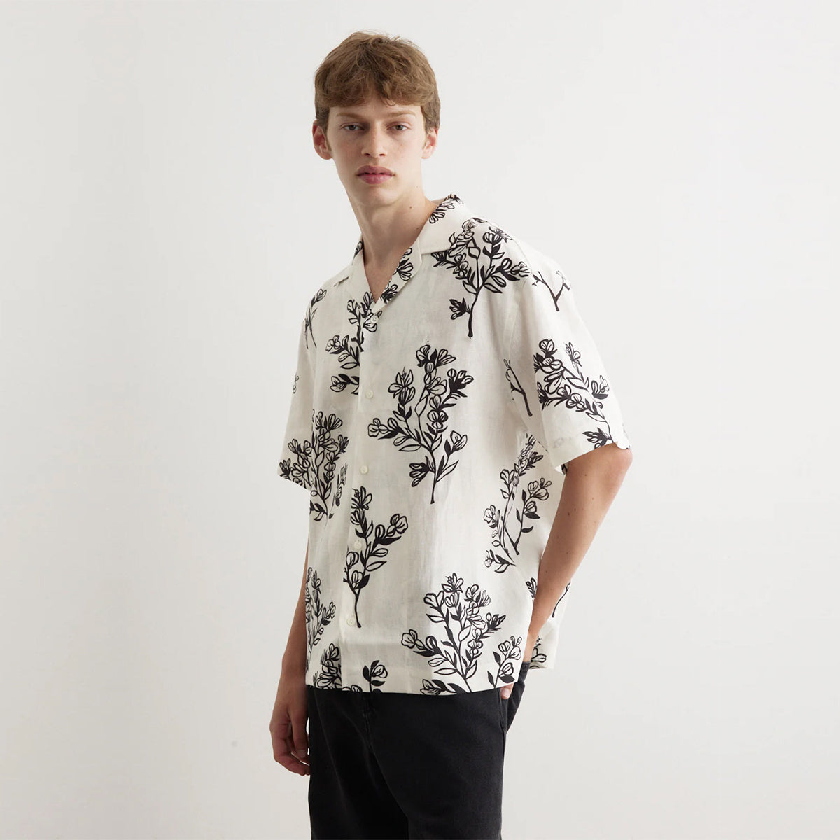 White Floral All Over Printed Relaxed Fit Shirt