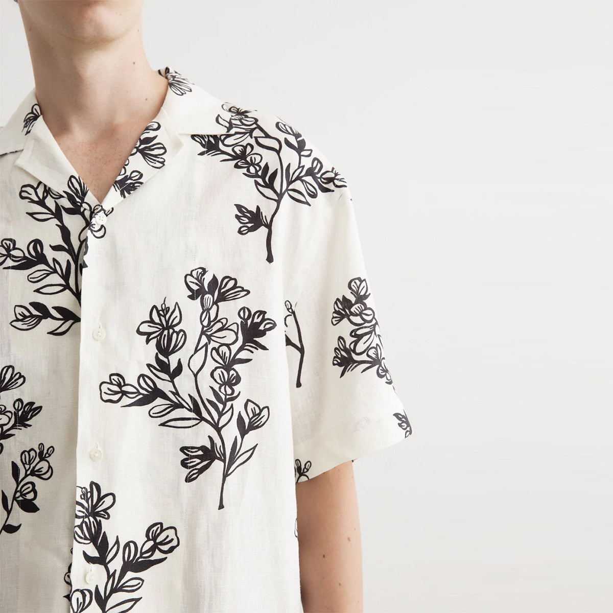 White Floral All Over Printed Relaxed Fit Shirt