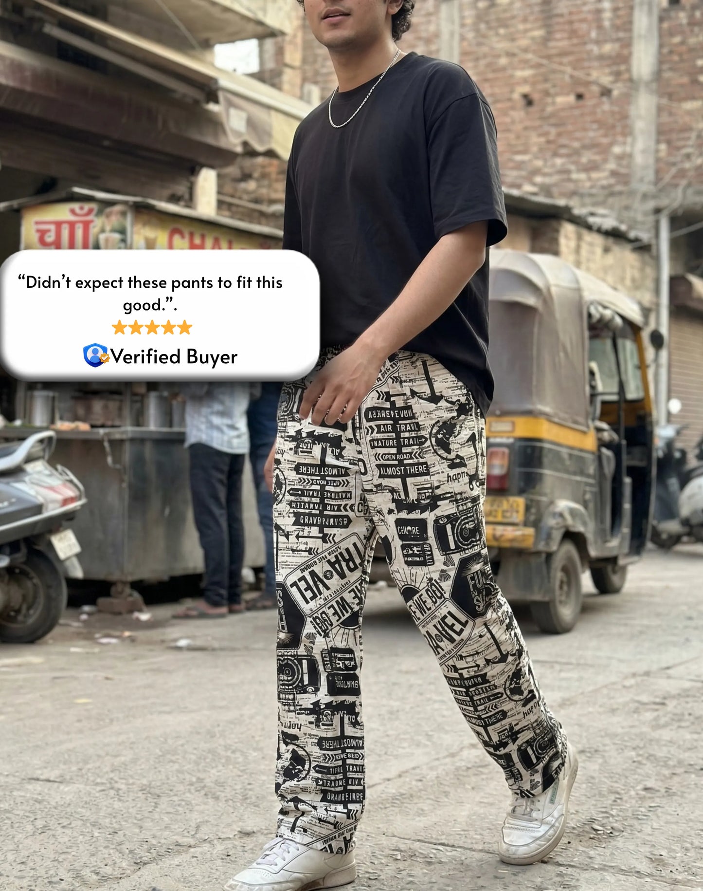 Evalaxy Street Script Graphic Relaxed Pant for Men & Women