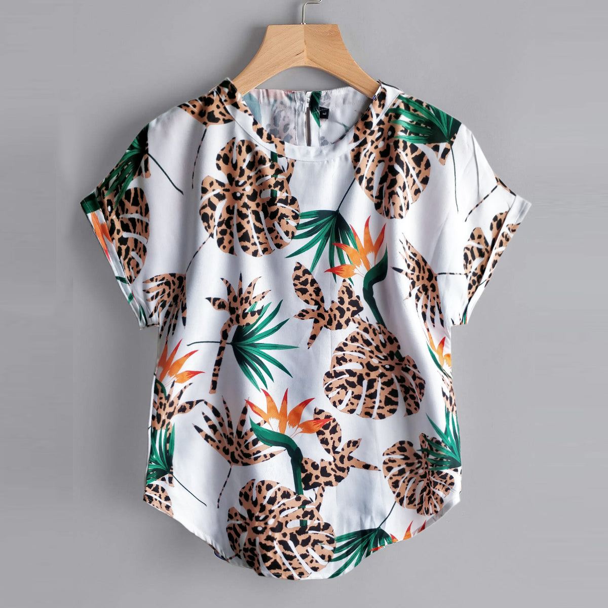 Stylish Panther Plam & White Floral Tops Combo For Women & Girls(Pack Of 2 Pcs)