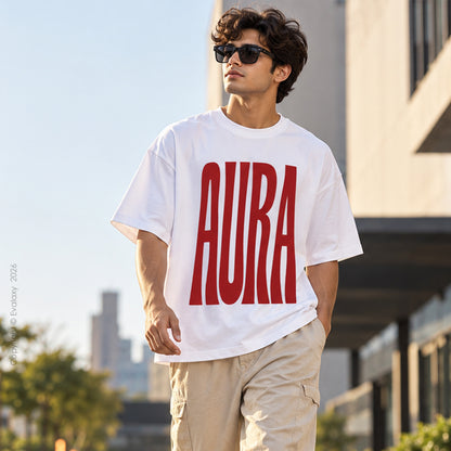 Aura Graphic White Oversized T-Shirt – 240 GSM Premium Cotton