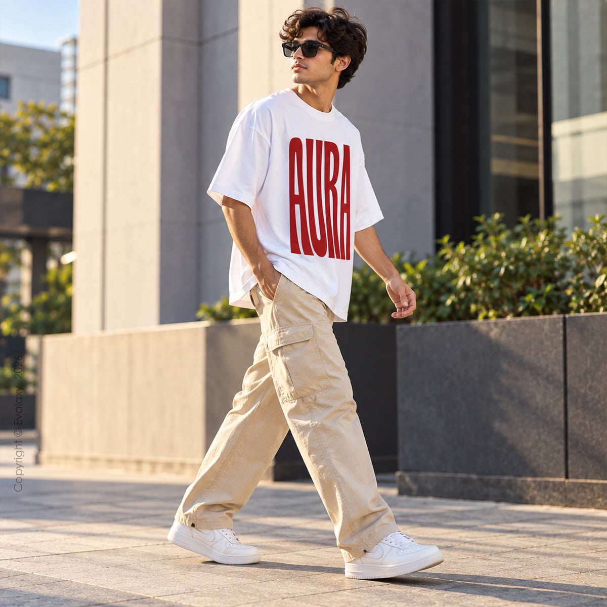 Aura Graphic White Oversized T-Shirt – 240 GSM Premium Cotton