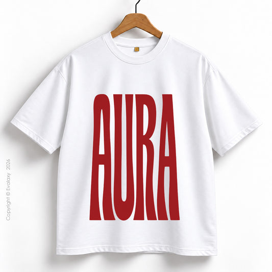 Aura Graphic White Oversized T-Shirt – 240 GSM Premium Cotton