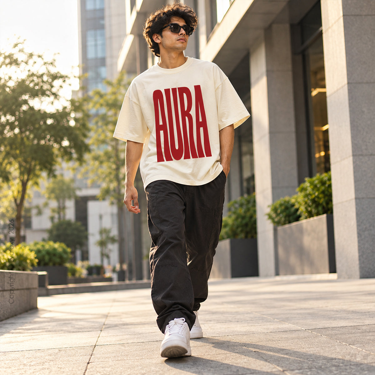 Aura Graphic Cream Oversized T-Shirt – 240 GSM Premium Cotton