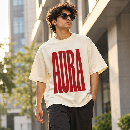 Aura Graphic Cream Oversized T-Shirt – 240 GSM Premium Cotton