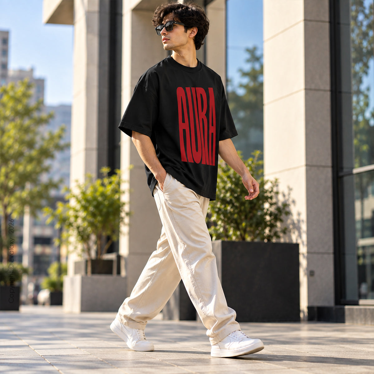 Aura Graphic Black Oversized T-Shirt – 240 GSM Premium Cotton
