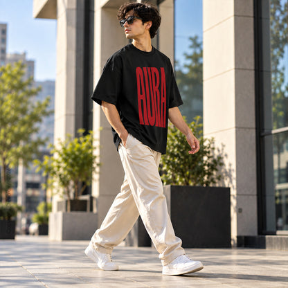 Aura Graphic Black Oversized T-Shirt – 240 GSM Premium Cotton