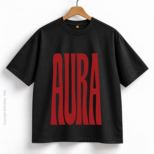 Aura Graphic Black Oversized T-Shirt – 240 GSM Premium Cotton
