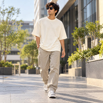 Plain Off White Oversized T-Shirt – Premium Cotton 240 GSM