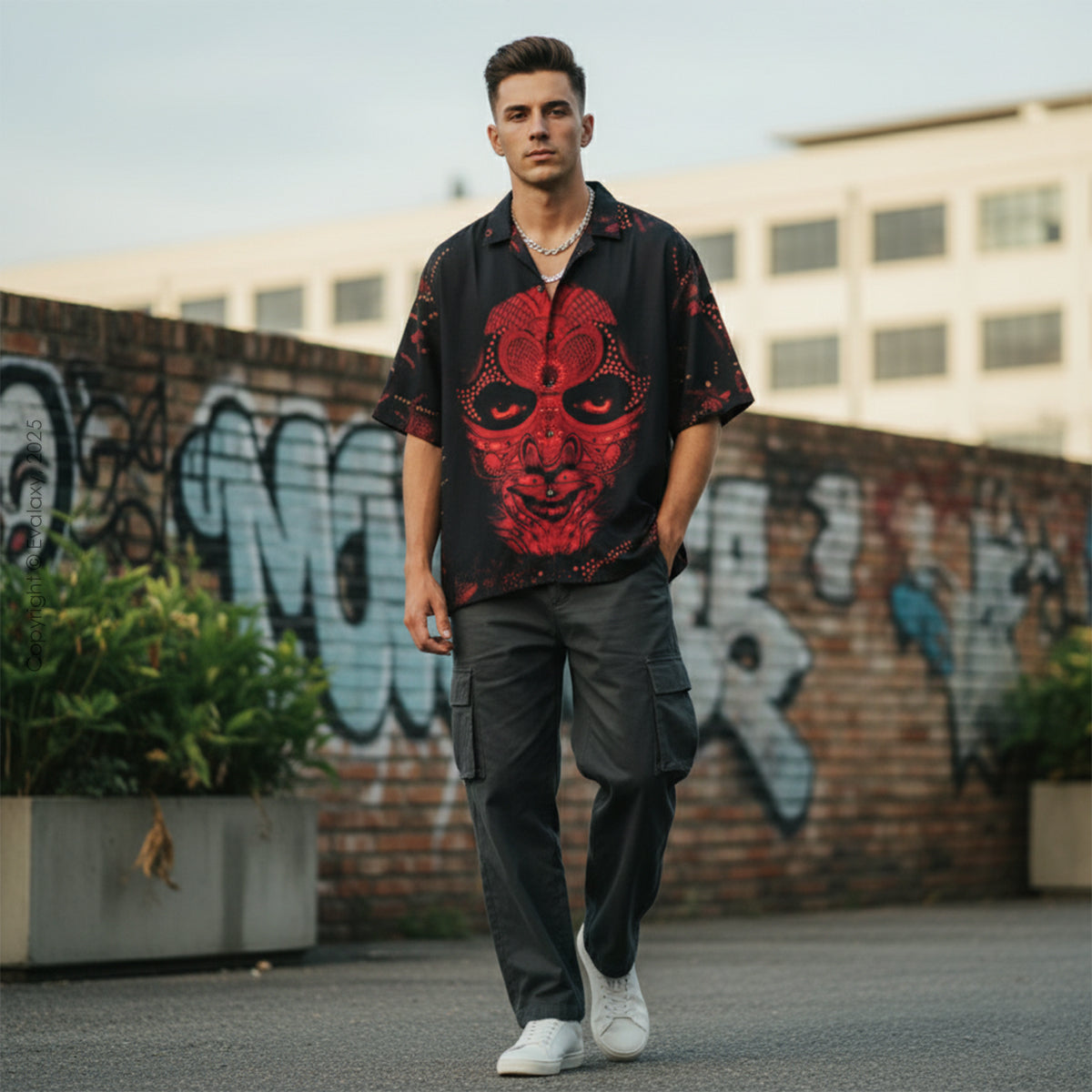 Abstract Faces Graphic Oversized Half Sleeve Shirt For Men & Women