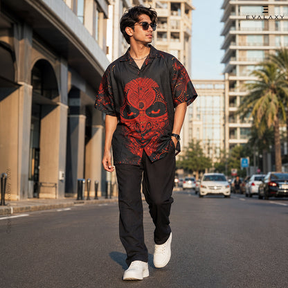Abstract Faces Graphic Oversized Half Sleeve Shirt For Men & Women
