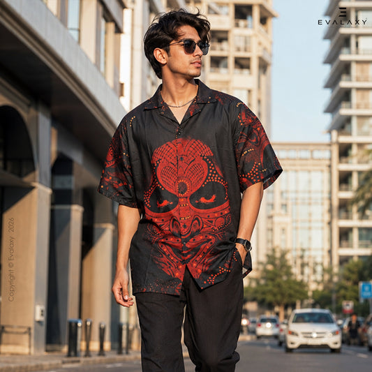 Abstract Faces Graphic Oversized Half Sleeve Shirt For Men & Women