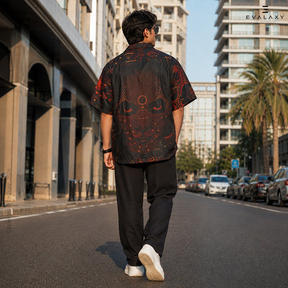 Abstract Faces Graphic Oversized Half Sleeve Shirt For Men & Women