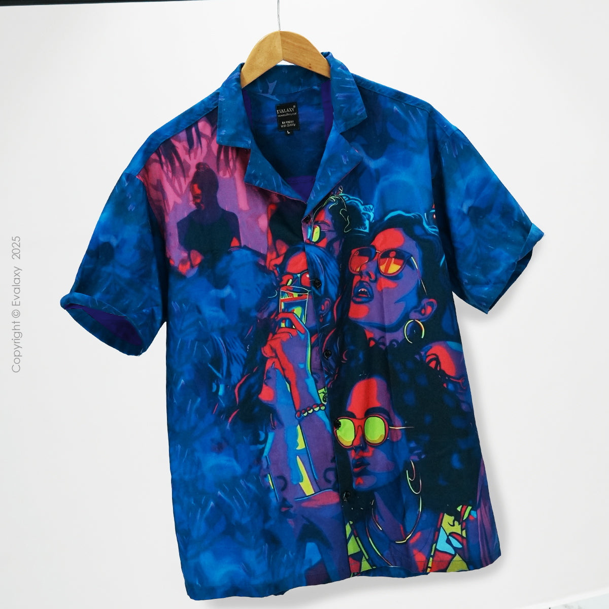 Blue Party Faces Graphic Oversized Half Sleeve Shirt For Men & Women
