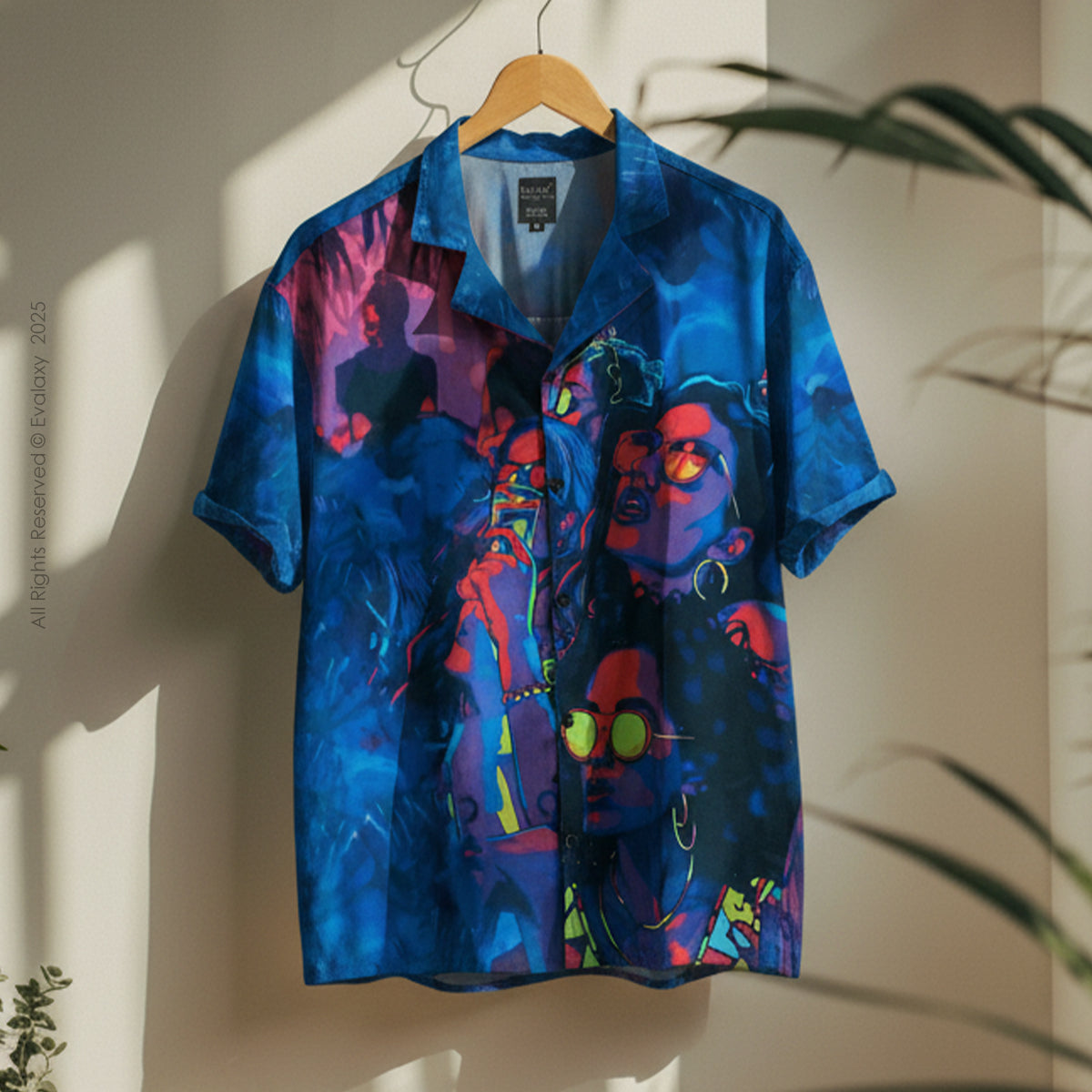 Blue Party Faces Graphic Oversized Half Sleeve Shirt For Men & Women