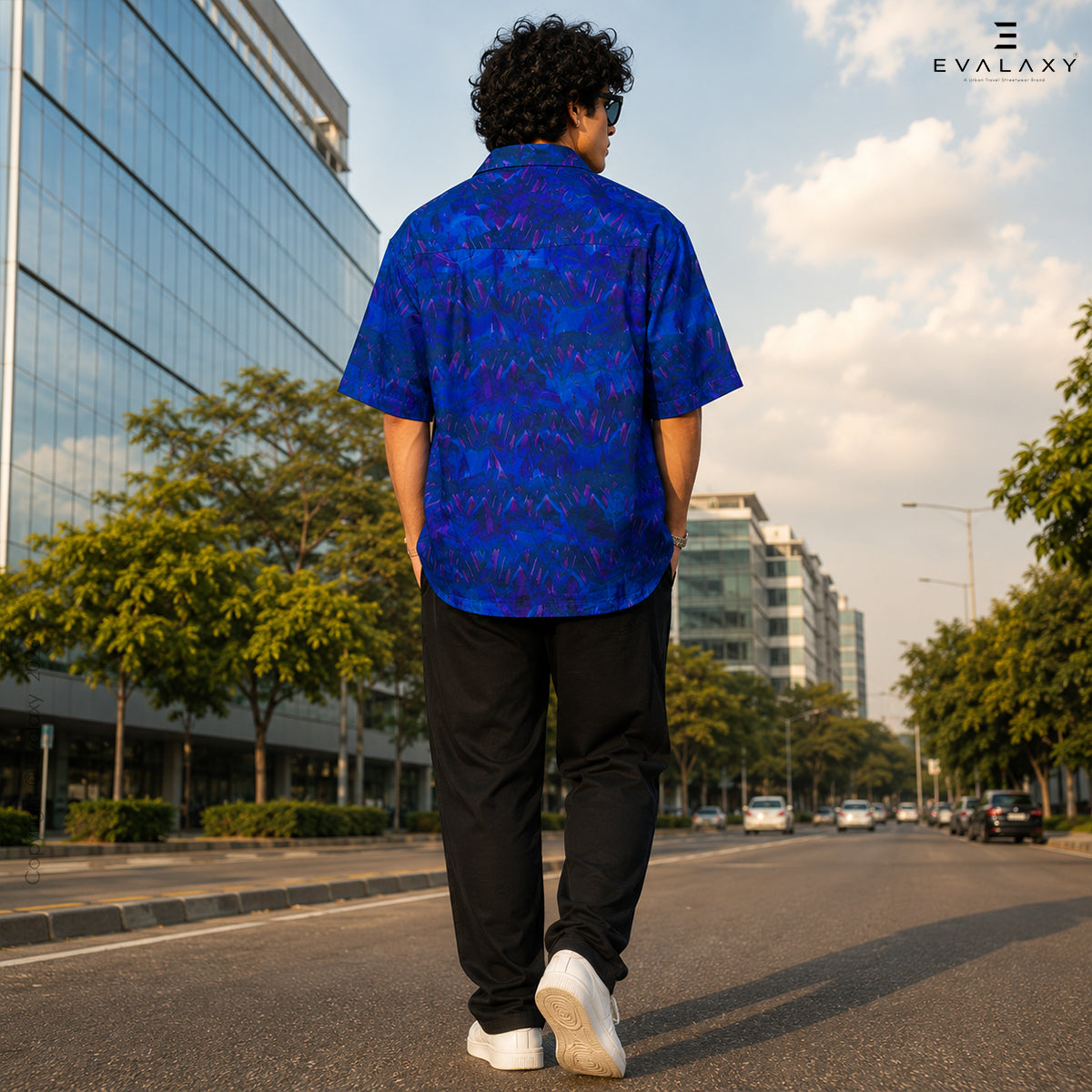 Blue Party Faces Graphic Oversized Half Sleeve Shirt For Men & Women