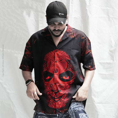 Abstract Faces Graphic Oversized Half Sleeve Shirt For Men & Women