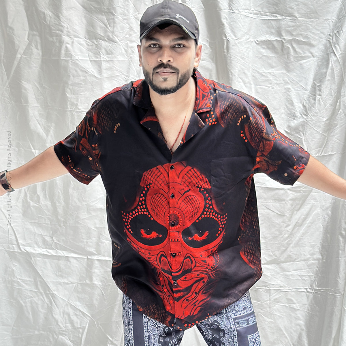 Abstract Faces Graphic Oversized Half Sleeve Shirt For Men & Women
