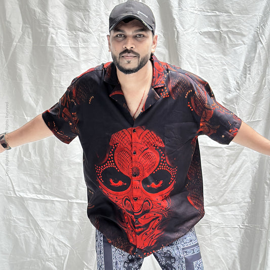 Abstract Faces Graphic Oversized Half Sleeve Shirt For Men & Women