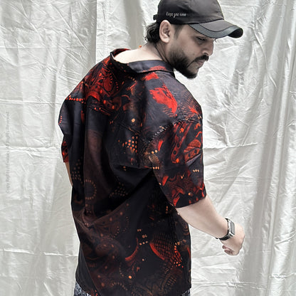 Abstract Faces Graphic Oversized Half Sleeve Shirt For Men & Women