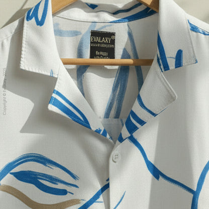 OffWhite Sky Leaf Oversized Half Sleeve Shirt For Men & Women