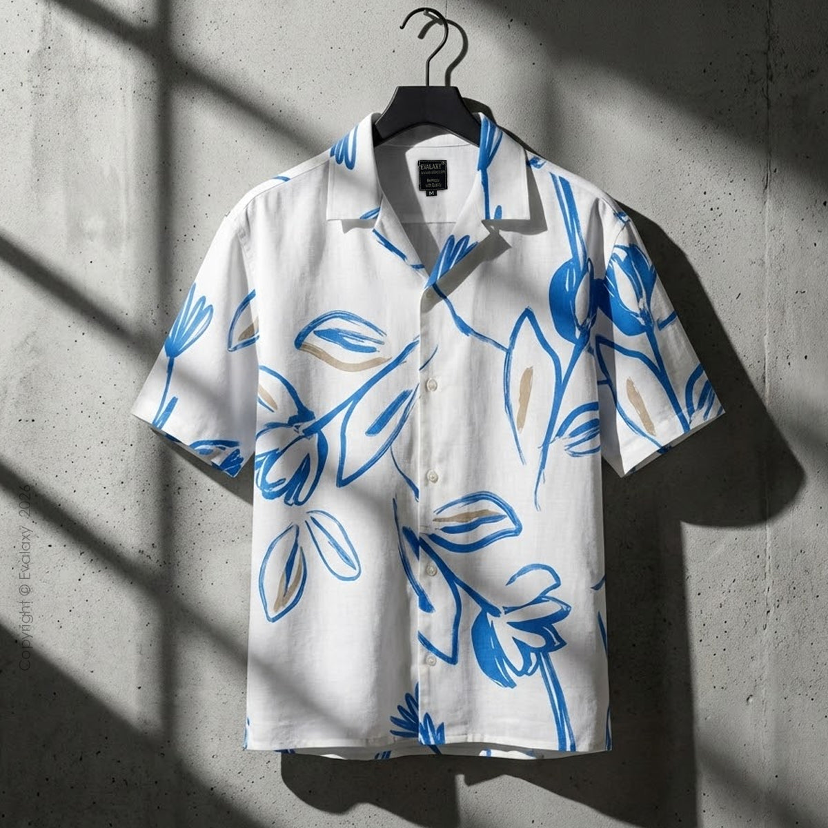 OffWhite Sky Leaf Oversized Half Sleeve Shirt For Men & Women