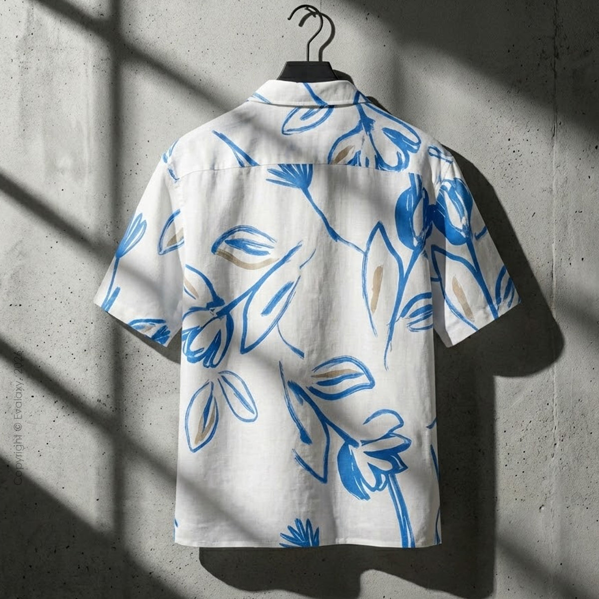 OffWhite Sky Leaf Oversized Half Sleeve Shirt For Men & Women