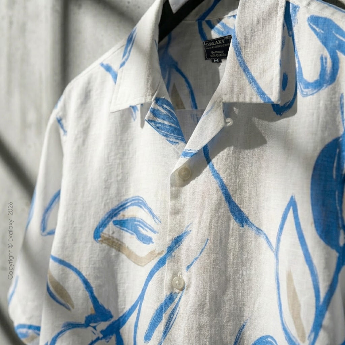 OffWhite Sky Leaf Oversized Half Sleeve Shirt For Men & Women