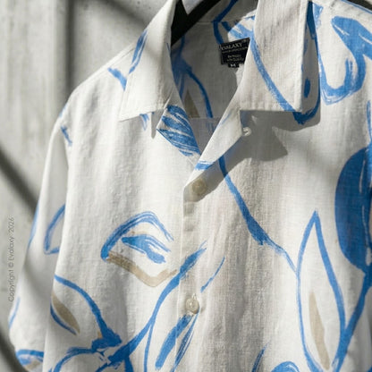 OffWhite Sky Leaf Oversized Half Sleeve Shirt For Men & Women