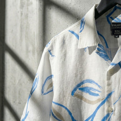 OffWhite Sky Leaf Oversized Half Sleeve Shirt For Men & Women