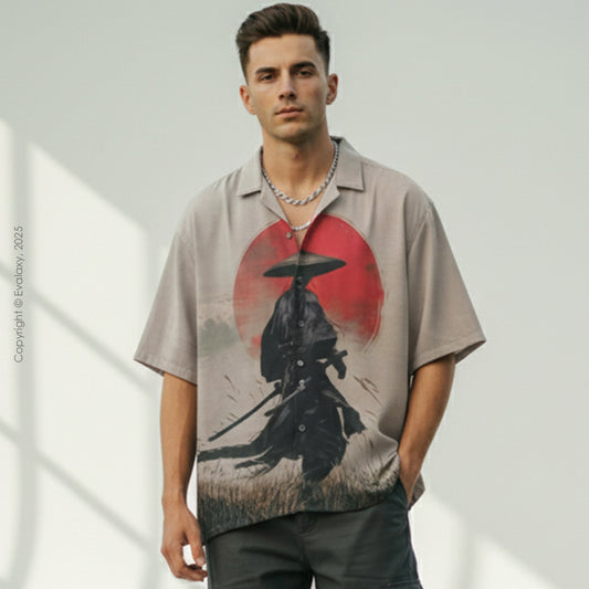 Beige Warrior Graphic Oversized Half Sleeve Shirt For Men & Women
