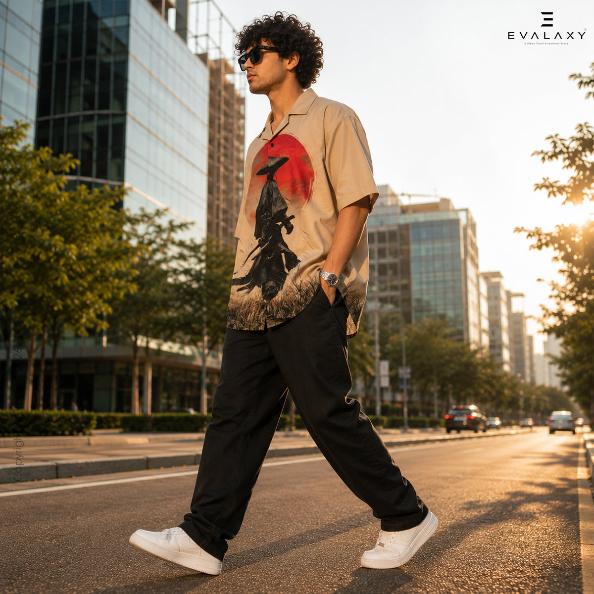 Beige Warrior Graphic Oversized Half Sleeve Shirt For Men & Women