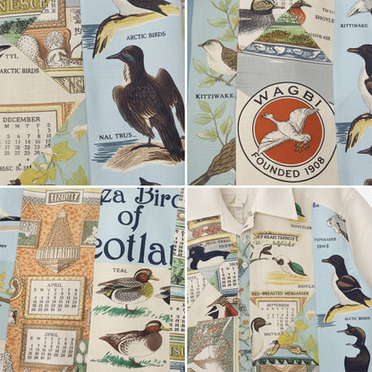 Vintage Bird Print Cuban Collar Shirt – For Men & Women