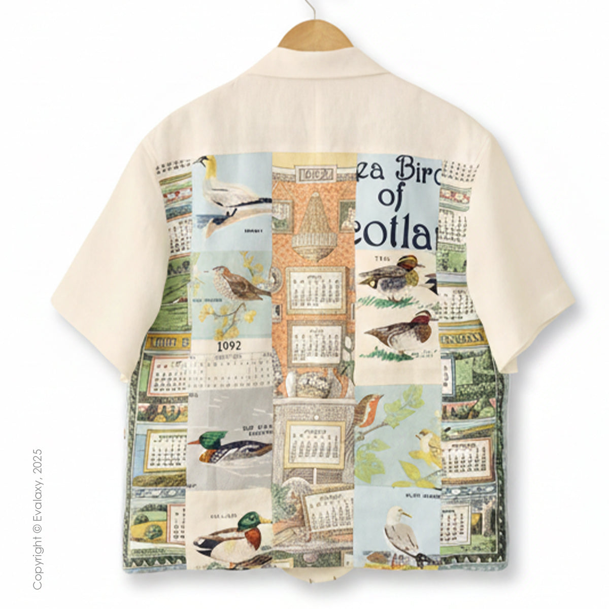 Vintage Bird Print Cuban Collar Shirt – For Men & Women