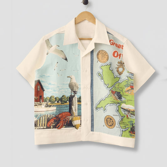 Seagul Map Graphic Oversized Half Sleeve Shirt For Men & Women