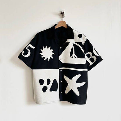 Bora Black Graphic Oversized Half Sleeve Shirt For Men & Women