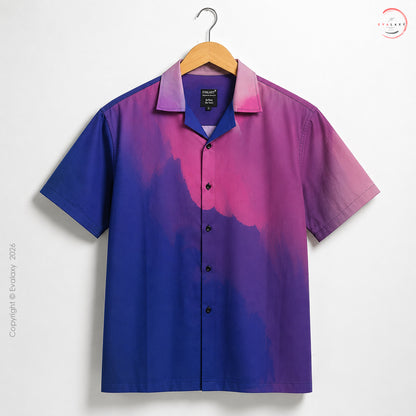Purple & Blue Gradient Print Oversized Shirt For Men & Women
